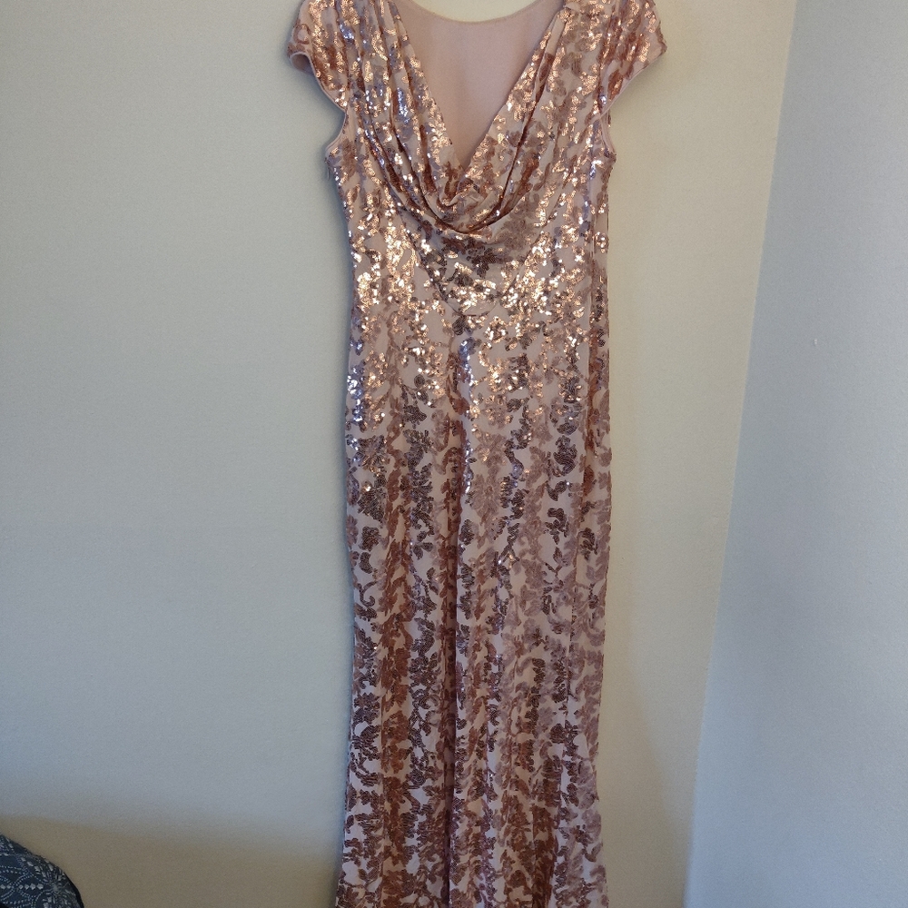 Calvin Klein sequin cowl back dress